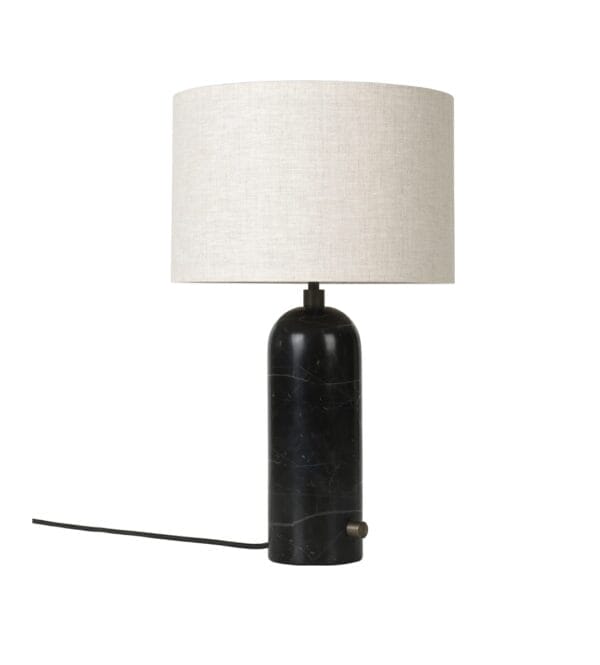 Gravity Table Lamp Small, Black Marble, Canvas Shade - Image 2